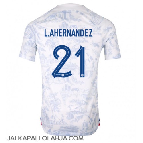 Ranska Lucas Hernandez #21 Kopio Vieras Pelipaita MM-kisat 2022 Lyhyet Hihat